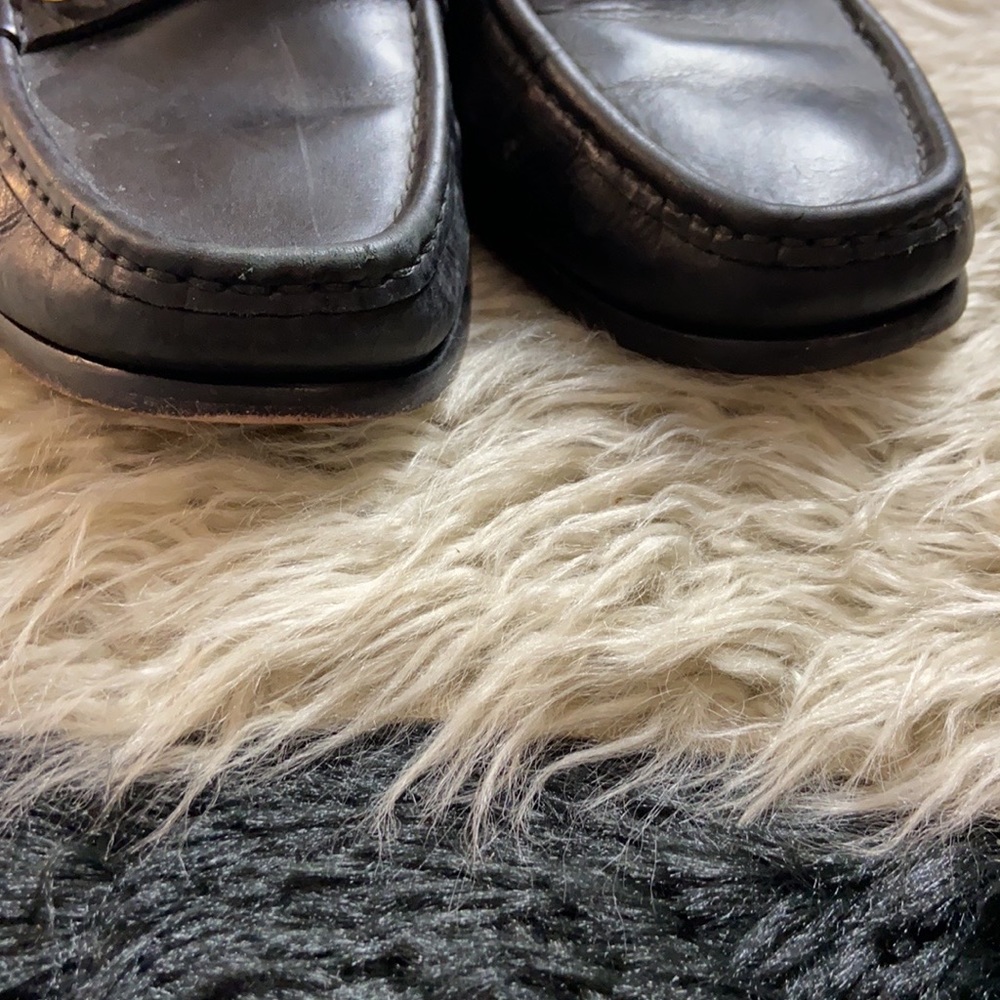 Cole Haan Black Leather Loafers with Gold Accents - Picture 3 of 8